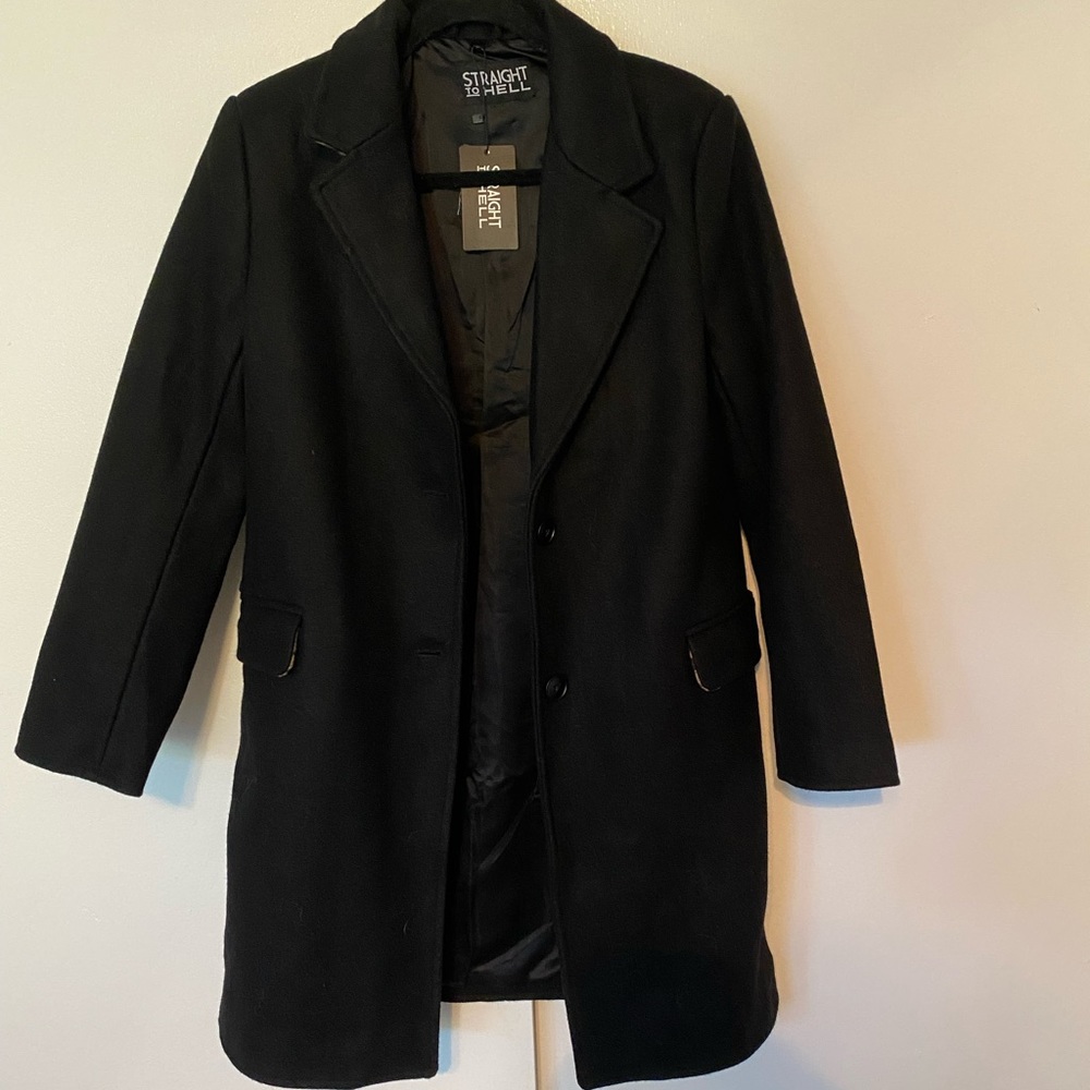 Straight To Hell black wool coat